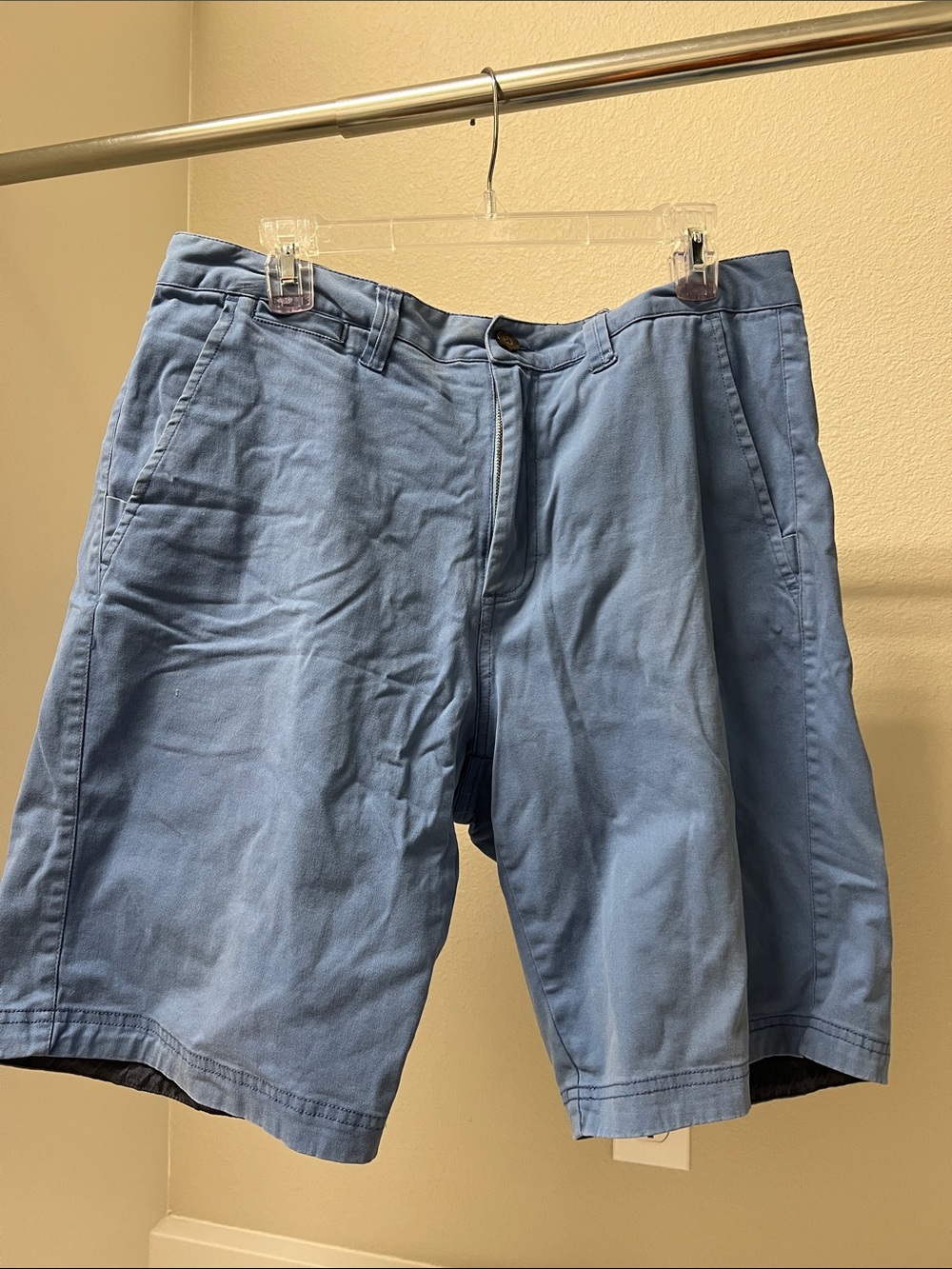 Men's Light Blue Flat Front Chino Shorts